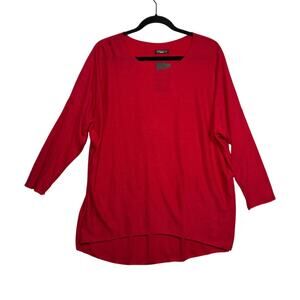 Ornella Italy VIscose Wool Red Boat Neck Sweater Lightweight Soft Size XXL